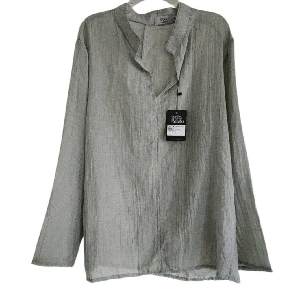 Men's Light Green Long Sleeve Linen Shirt Sz Xxl Nwt